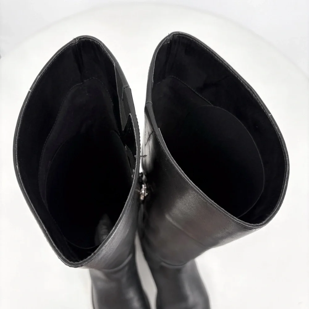 RALPH LAUREN Harlee Tall Black Leather Riding Boots Equestrian Knee High 6